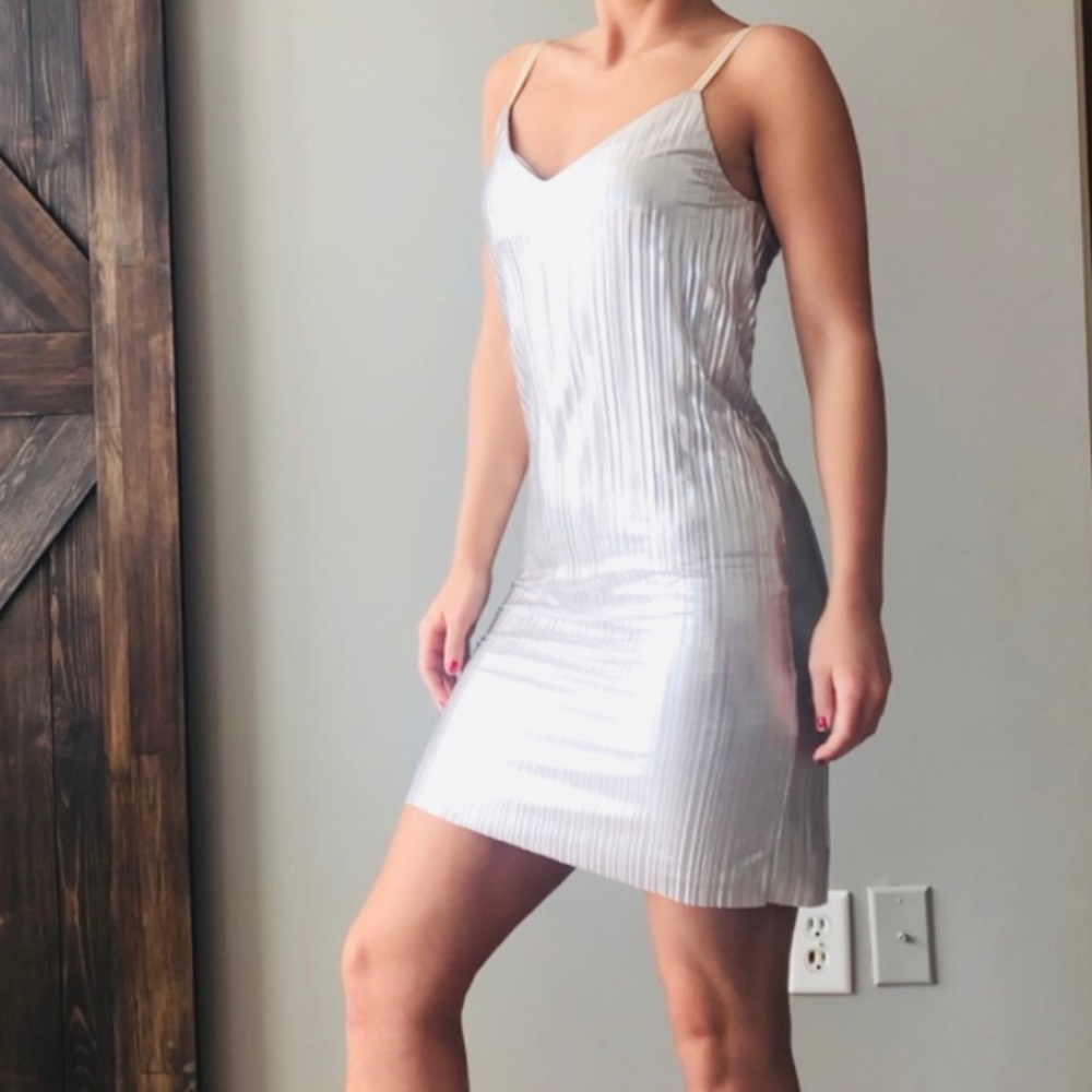 Silver metallic mini dress!